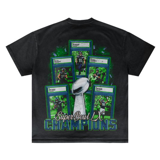 SEATTLE SEAHAWKS SUPER BOWL LX CHAMPS VINTAGE TEE