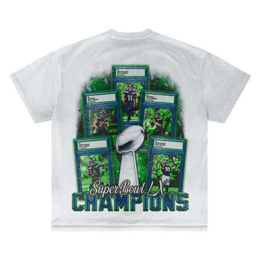 SEATTLE SEAHAWKS SUPER BOWL LX CHAMPS VINTAGE TEE
